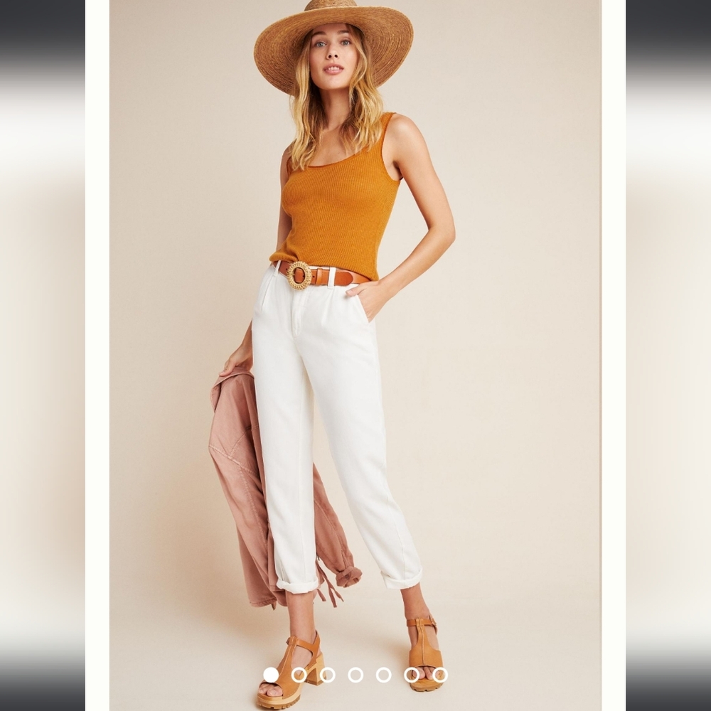 NWT Anthropologie Scout Tapered Slim Pants White Size 31